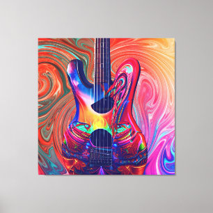 Toile Psychédélique Electrique Acoustique Semi Guitares 