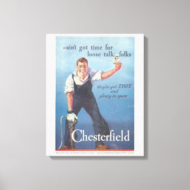 Toile Publicité Chesterfield Cigarettes vintage (Recto)