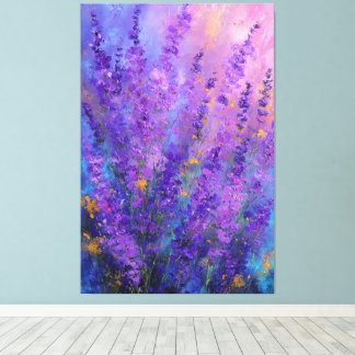 Toile Purple Violet Lavender Flowers Abstract Wall Art