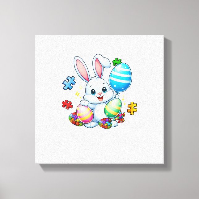 Toile Puzzle drôle de sensibilisation à l'autisme Lapin  (Recto)
