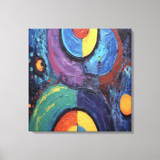 Toile Quadro Pintura Abstrata em Canvas Dança de Cores (Recto)