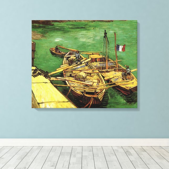Toile Quai de Van Gogh avec des hommes déchargeant des p (Insitu (Plancher de Bois))