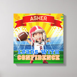 Toile Quarterback Rouge de Football avec Photo Personnal