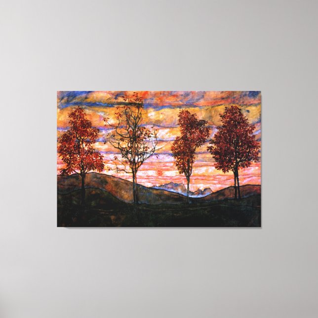 Toile Quatre arbres par Egon Schiele Grand Art (Recto)