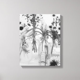 Toile Quatre Bouteilles Et Fleurs Blanches