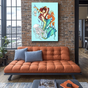 Toile Queue Turquoise de sirène d'Imaginaire