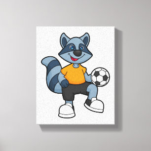 Toile Racon comme joueur de football avec balle de footb