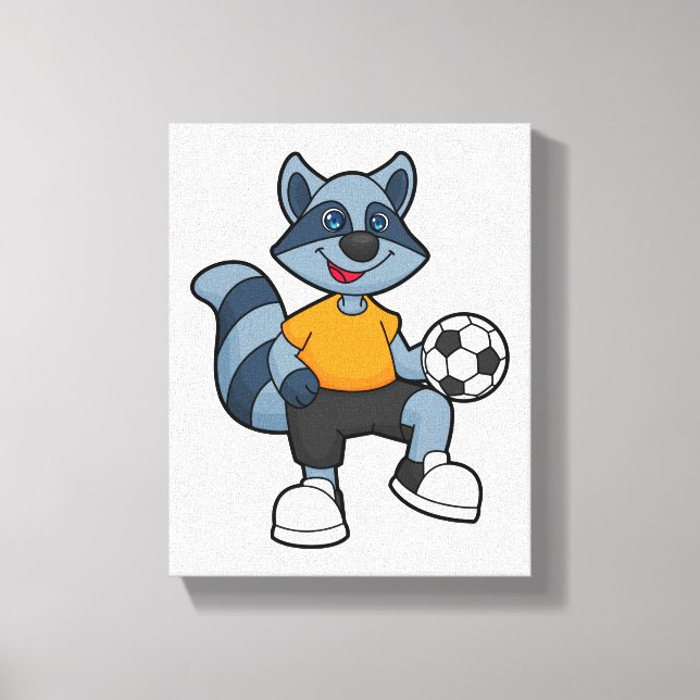 Toile Racon comme joueur de football avec balle de footb (Recto)