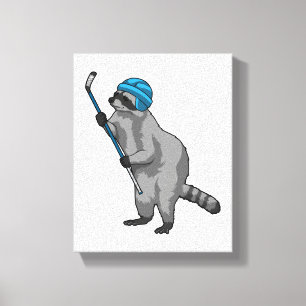Toile Racoon au hockey sur glace avec bâton de hockey su