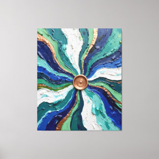 Toile Radiant Abstract Swirl Art – Teal, Blue & Gold Tex