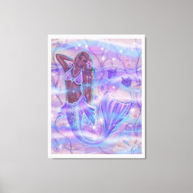 Toile Raeni Mermaid aux bettas violets par Renee Lavoie (Recto)