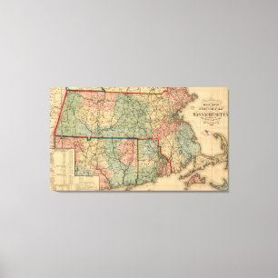 Toile Rail Road & Township Map of Massachusetts, 1879