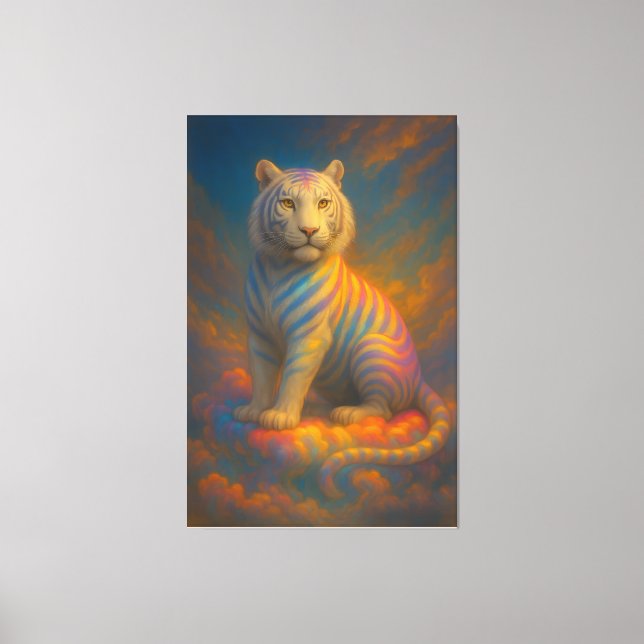 Toile  Rainbow Celestial White Tiger – Divine Cloudlight (Recto)