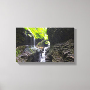 Toile Rainbow Falls & cascade, Watkins Glen, New York