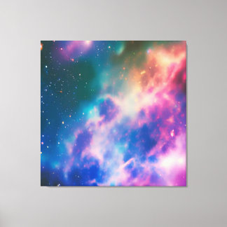 Toile Rainbow Galaxy Blooming Stretted Canvas Print
