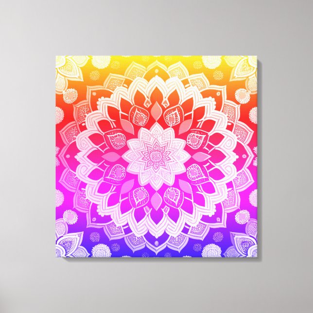 Toile Rainbow Mandala Art Abstrait (Recto)