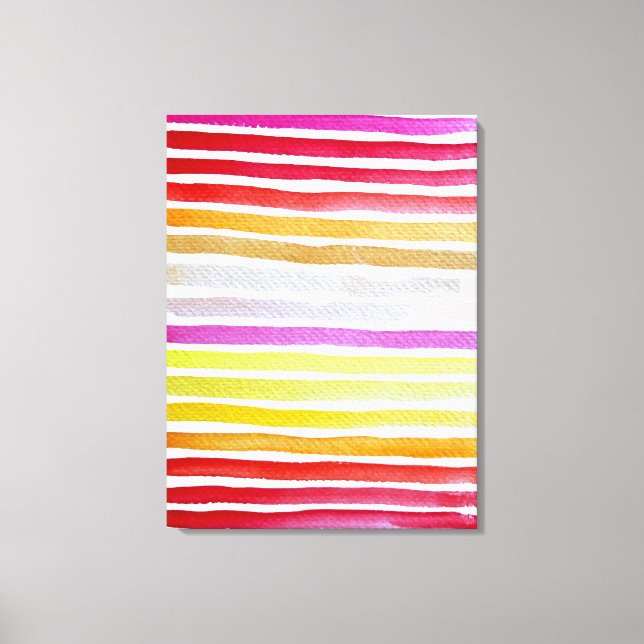 Toile Rainbow stripes cute watercolor (Recto)