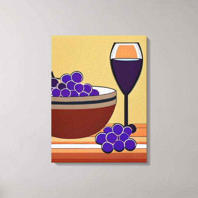 Toile Raisins et Wineglass en Maroon et Tan (Recto)