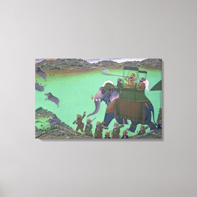 Toile Raja Sarup Singh d'Udaipur, à la chasse au sanglie (Recto)
