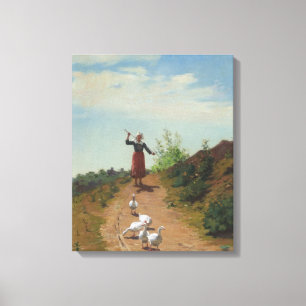 Toile Ramener le troupeau d'oies (par Paul Peel)