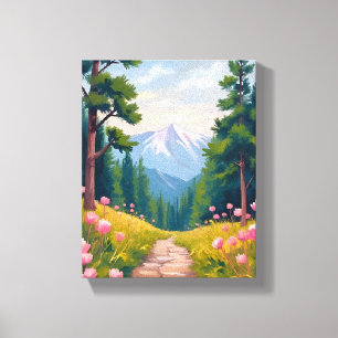 Toile Randonnée en montagne Paysage floral de la natur