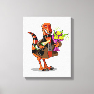 Toile Raptor Tenant Une Bouteille De Vin Et Fleurs Étinc