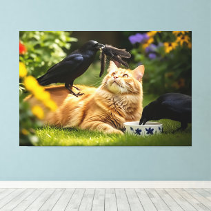 Toile Ravens Jouer Avec Des Plumes De Chat