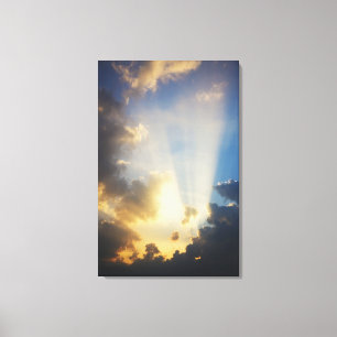 Toile Rayons de lumière brillant par les nuages
