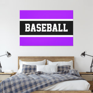 Toile Rayures de BASEBALL en violet vif noir et blanc gr