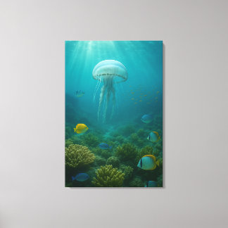 Toile Realistic Underwater Jellyfish in Zakynthos