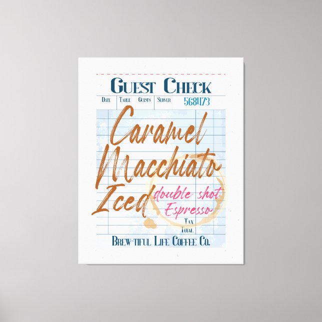 Toile Réception de café glacé chèque client Caramel Macc (Recto)