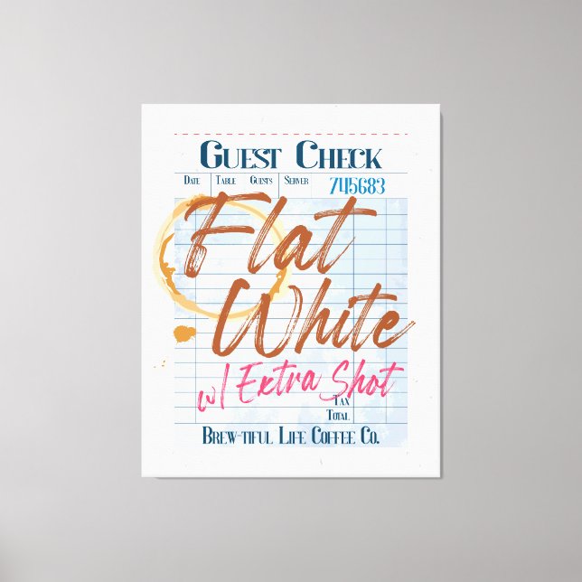 Toile Réception du chèque client café blanc plat extra p (Recto)