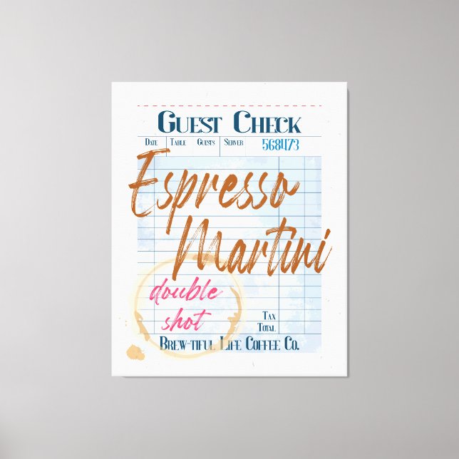 Toile Réception du chèque client Espresso Martini double (Recto)