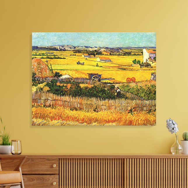 Toile Récolte à La Crau, Montmajour par Vincent van Gogh (Insitu(Salon))