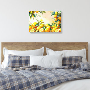 Toile Récolte de citrons à l'aquarelle vibrante