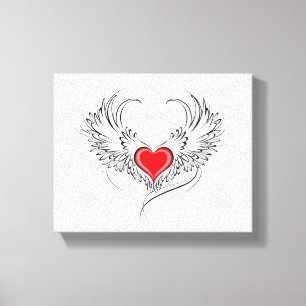 Toile Red Angel Coeur avec ailes