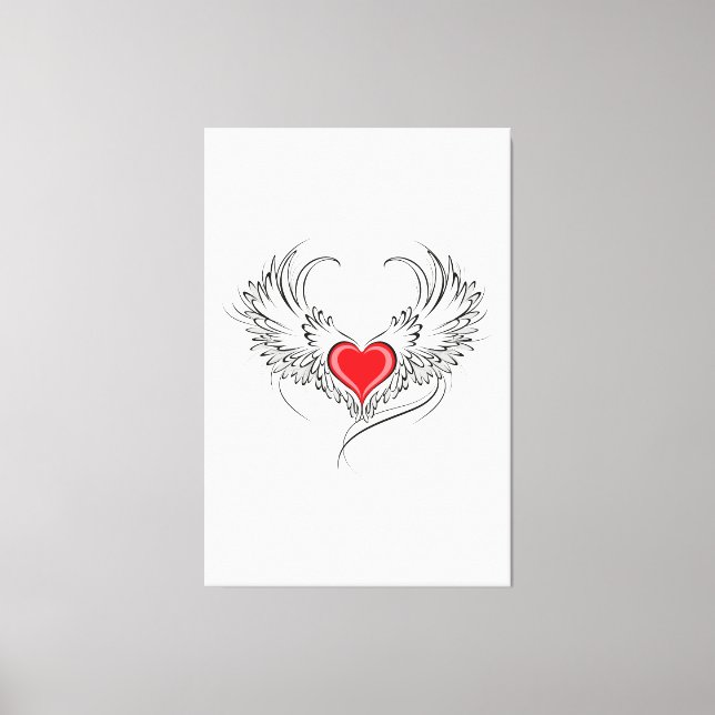 Toile Red Angel Coeur avec ailes (Recto)