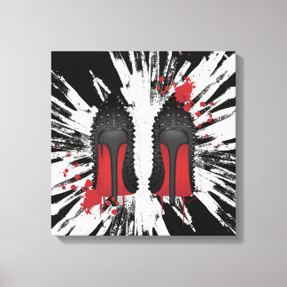 Toile Red Bottoms Stilettos shoes heels spatters & drips