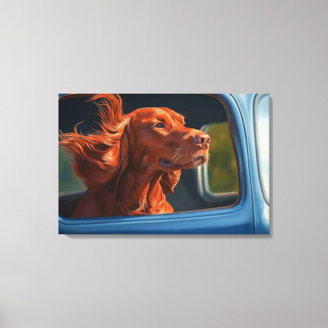 Toile Red Dog Profitant Pittoresque Voiture Ride Art Imp (Recto)