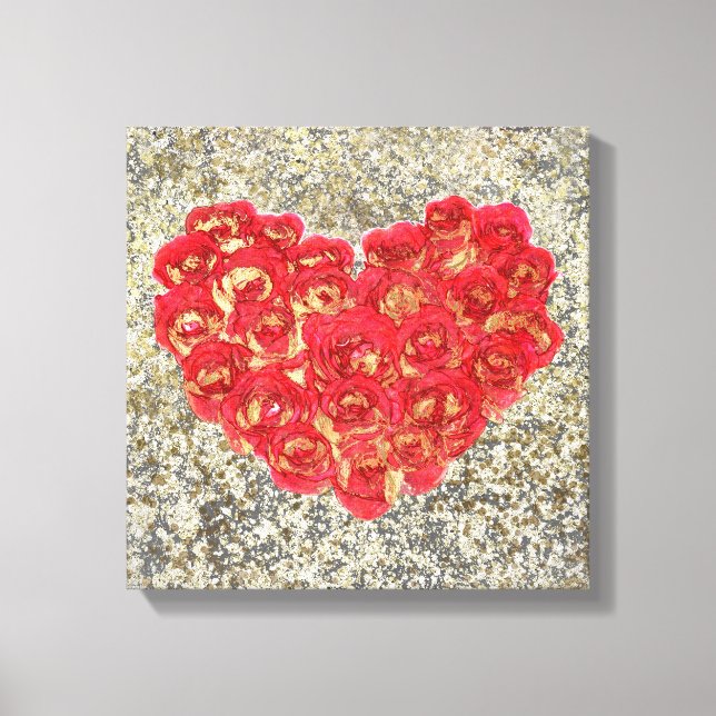 Toile Red & Gold Heart Glam Rustic Love Rustic Valentine (Recto)