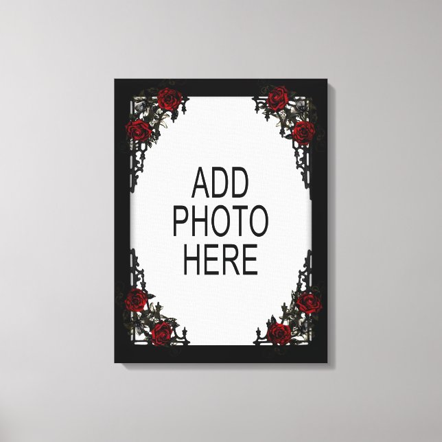 Toile Red Gothic Rose Ajouter Votre Cadre Photo (Recto)