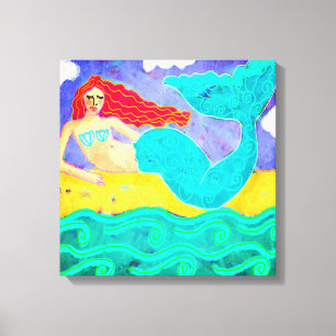 Toile Red Haired Mermaid Art Abstrait