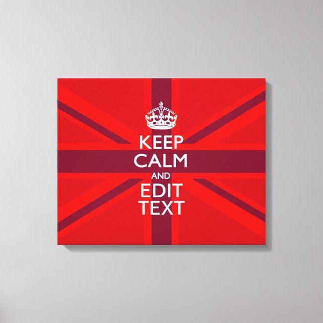 Toile Red Keep Calm And Your Text on Union Jack Flag (Recto)