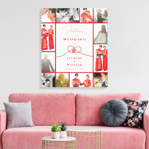 Toile Red Knot Union Double Bonheur Mariage chinois