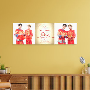 Toile Red Knot Union Double Bonheur Mariage chinois