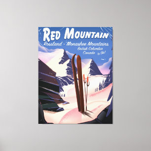 Toile Red Mountain Colombie-Britannique, affiche de ski 