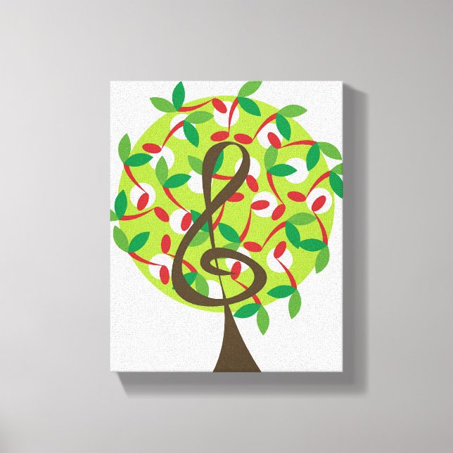 Toile Red Musical Note Arbre Whimsical Nursery Wall Art (Recto)