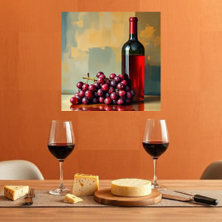 Toile Red Wine and Grapes 