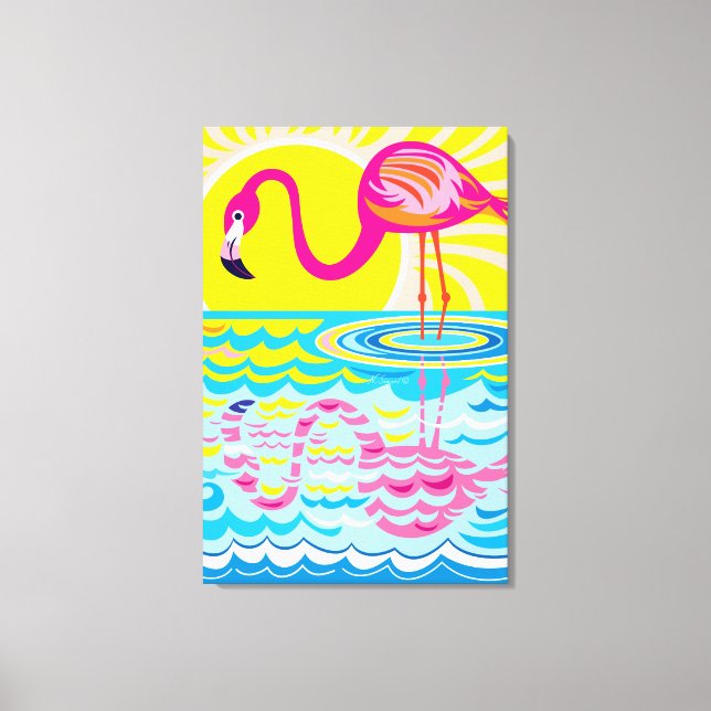 Toile Reflet de flamant rose (Recto)
