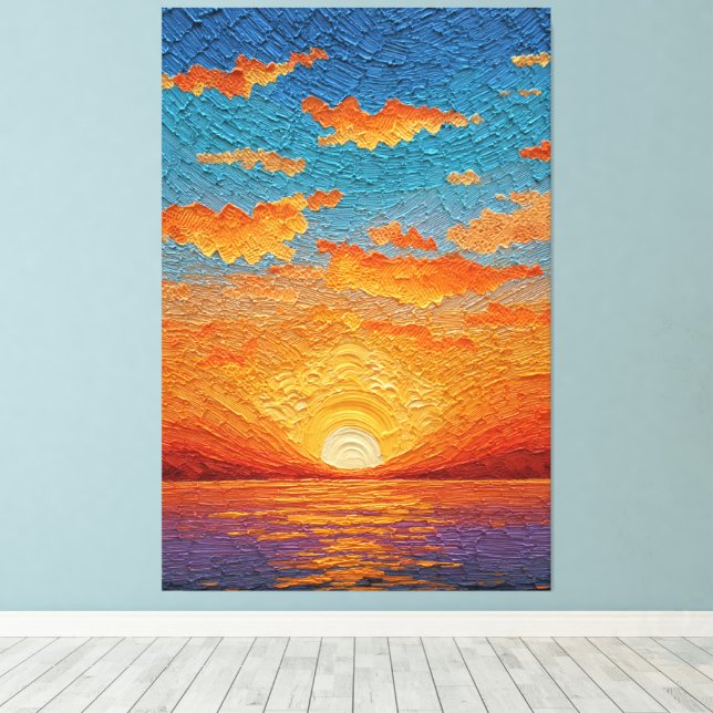 Toile Reflets de coucher de soleil vibrant sur l'eau - A (Insitu (Plancher de Bois))